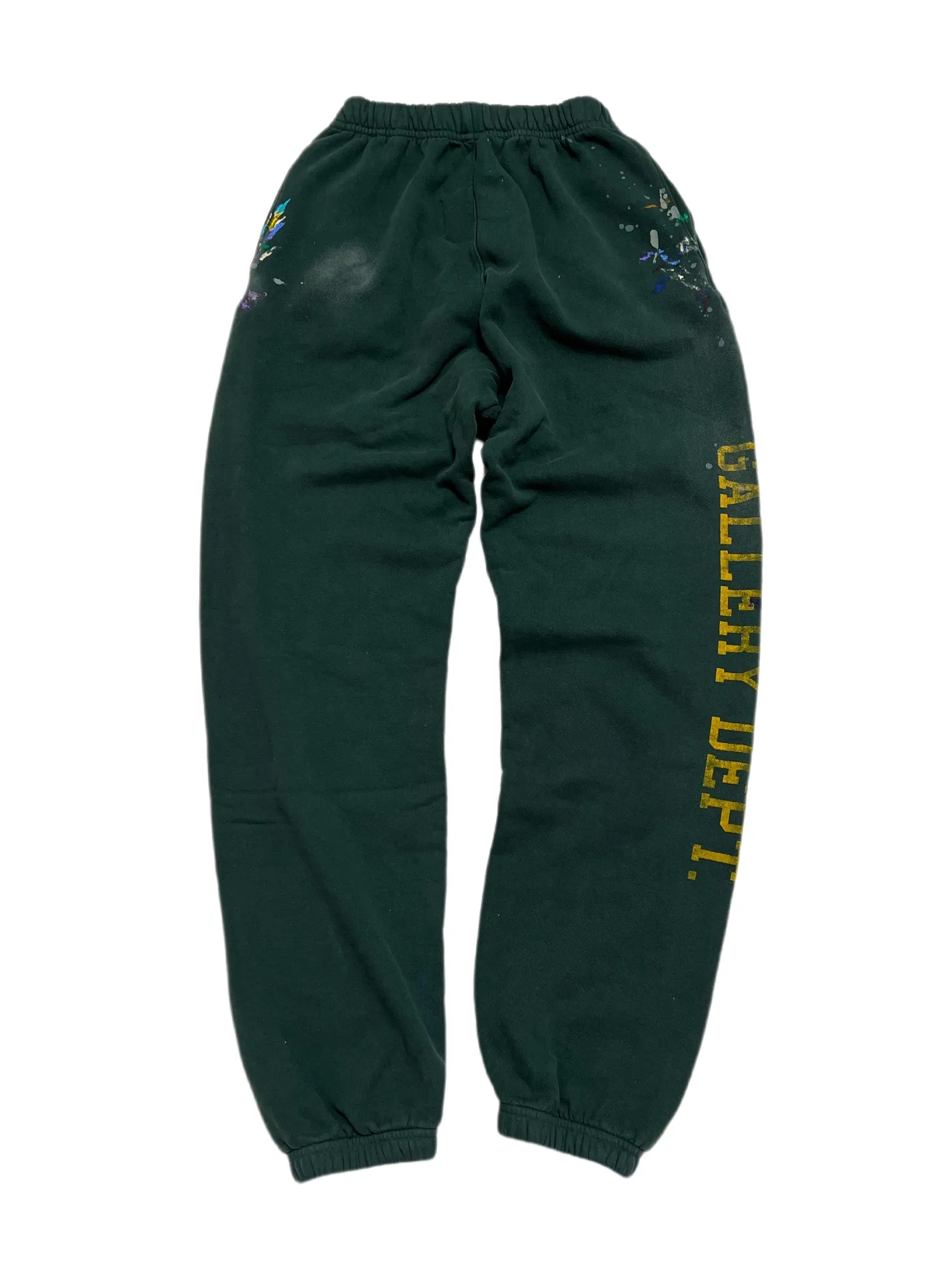 GALLERY DEPT. GD PROPERTY OF SWEATPANTS splashed ink, washed and distressed sweatpants, dark green S-XL, heavy wash and distressed, handmade acrylic splashed ink graffiti, perfect top restoration
